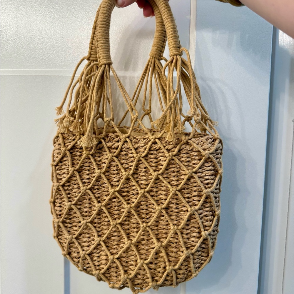 Like New Woven Tan Tote Bag